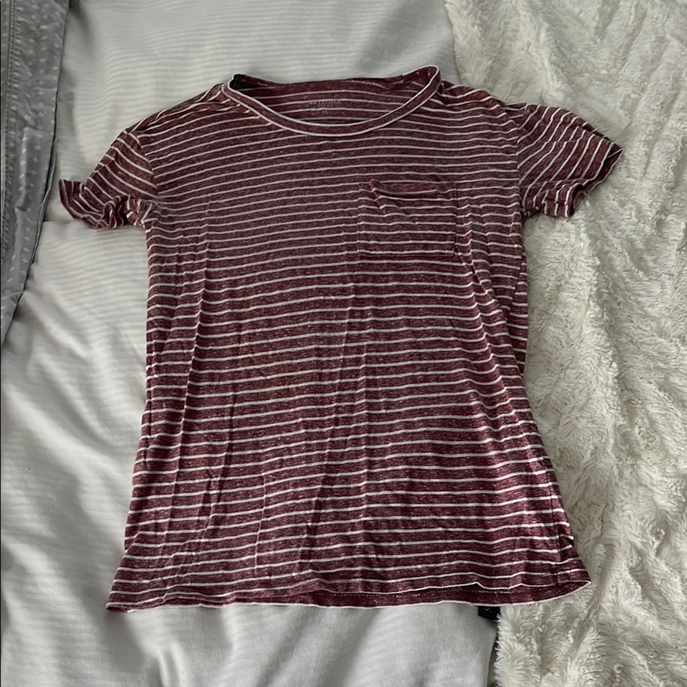 Striped Maroon and White T-Shirt